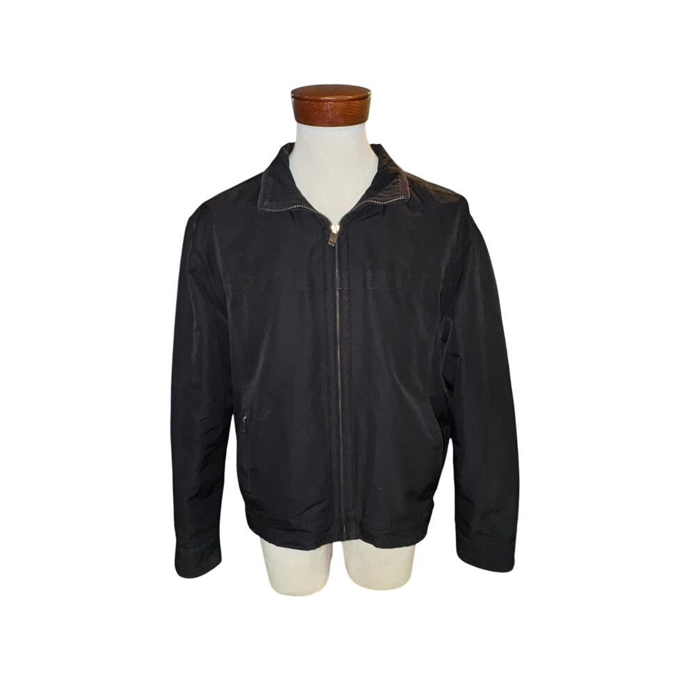 Dockers Black Zip Up Bomber Jacket Men's Large Insulated‎ Classic
